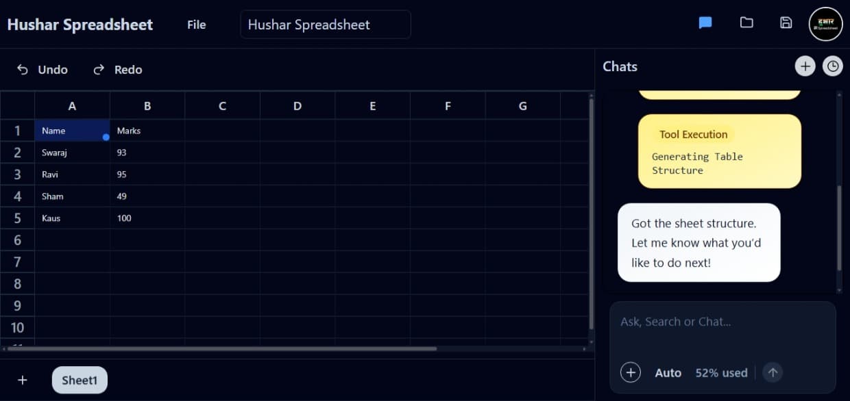 Hushar Spreadsheet